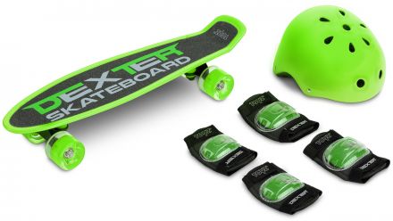 Скейт пенни борд Caretero (Toyz) Dexter + шлем и защита Green